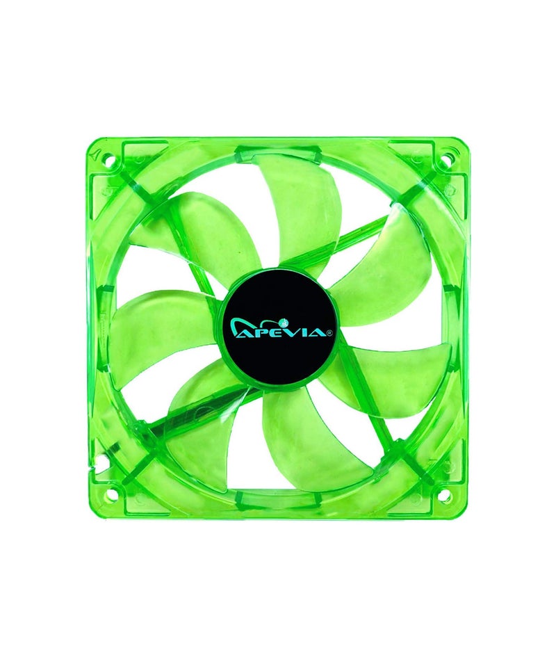APEVIA مروحة صندوقية صامتة LED خضراء 120 مم 4 دبابيس Molex + 3 دبابيس للوحة الأم APEVIA CF12SL-UGN - Image 2